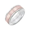 Josephs Jewelers Wedding Bands For Men>White Tungsten and 14K Rose Gold Band