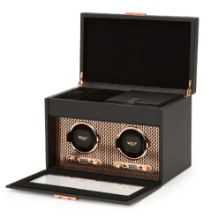 Josephs Jewelers Watch Storage>WOLF – Axis Copper Double Watch Winder & Storage w/ Cover