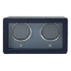 Josephs Jewelers Watch Storage>WOLF – Navy Double Cub Watch Winder w/ Cover