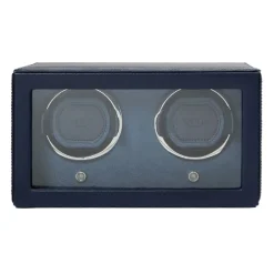 Josephs Jewelers Watch Storage>WOLF – Navy Double Cub Watch Winder w/ Cover