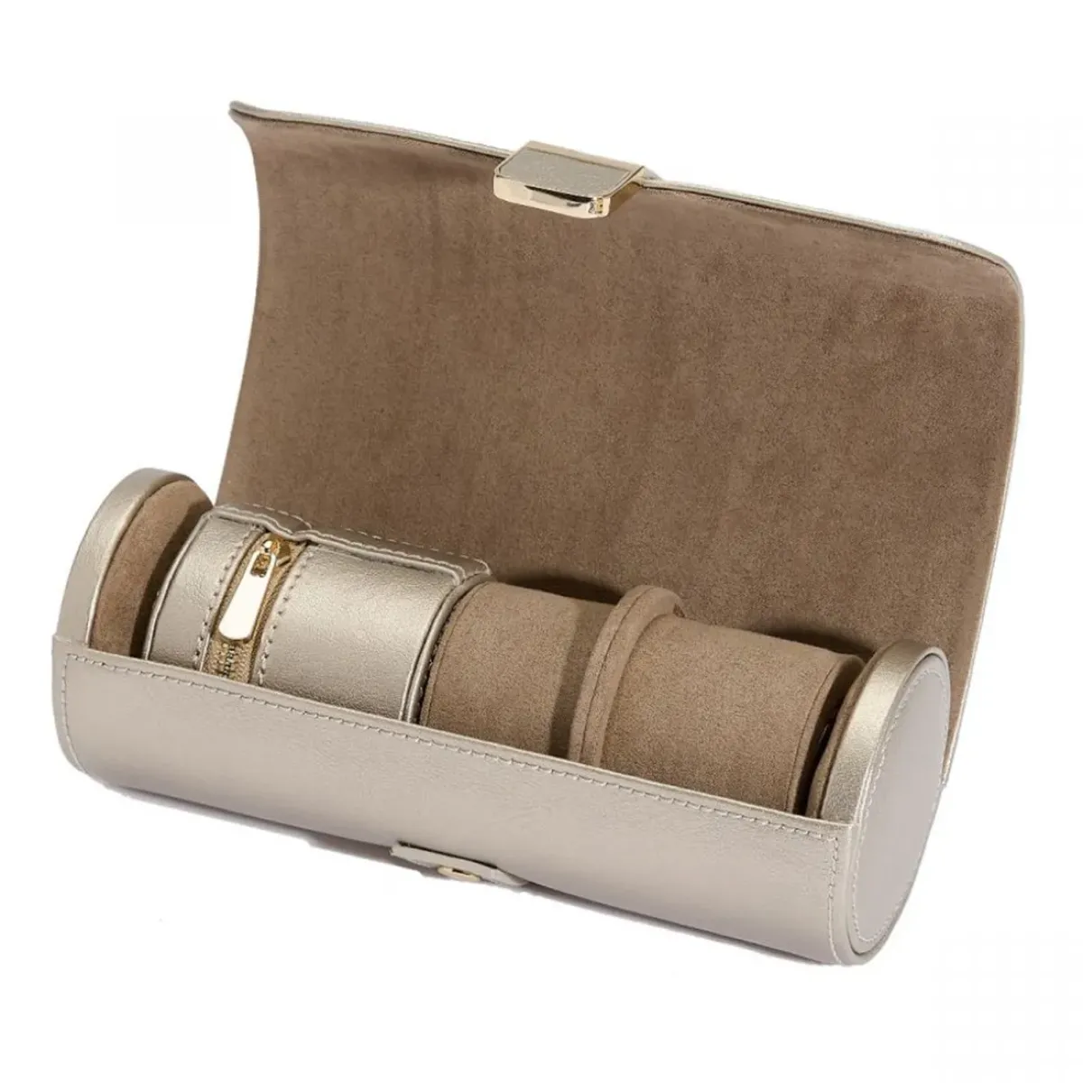 Josephs Jewelers Watch Storage>WOLF – Pewter Palermo Dbl Watch Roll w/ Jewelry Pouch